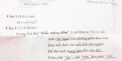Đề thi Ngữ Văn chỉ trọn vỏn vẹn 3 từ