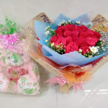 Hoa mừng sinh nhật & gấu bông Combo2