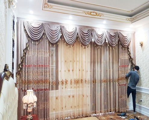 Rèm vải tân cổ điển nhung thêu cao cấp 05