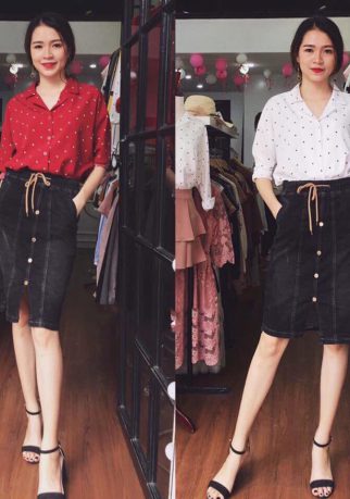 Áo sơmi nữ chấm bi