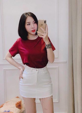 Chân Váy Jean Ngắn Trắng Và Đen