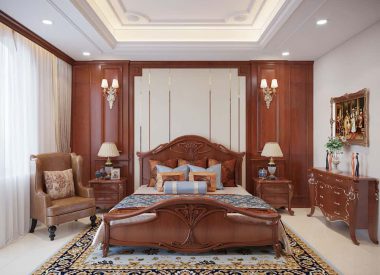 Tủ đầu giường gỗ gõ đỏ tân cổ điển đẹp cuốn hút lòng người