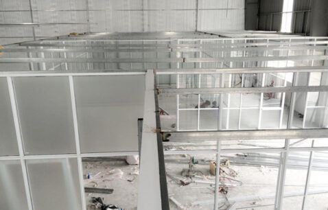 Mẫu vách ngăn nhôm kính đẹp tại công trình thi công