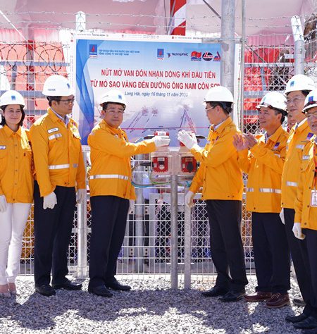 Lễ đón dòng khí đầu tiên từ mỏ Sao Vàng đến đường ống Nam Côn Sơn 2
