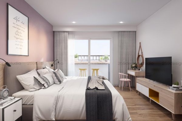 Mẫu thiết kế nội thất căn hộ đẹp với điểm nhấn màu pastel