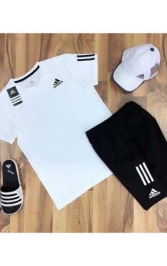 Đồ Thể Thao Nam Nguyên Bộ Logo Adias Màu Trắng