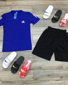 Đồ Thể Thao Nam Nguyên Bộ Logo Adias Màu Xanh