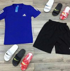 Đồ Thể Thao Nam Nguyên Bộ Logo Adias Màu Xanh