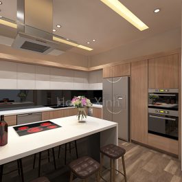 Thiết kế nội thất phòng bếp nhà phố đẹp hiện đại ở Đinh Công, Hà Nội