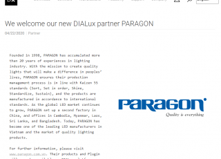 DIALUX TRỞ THÀNH ĐỐI TÁC MỚI CỦA PARAGON